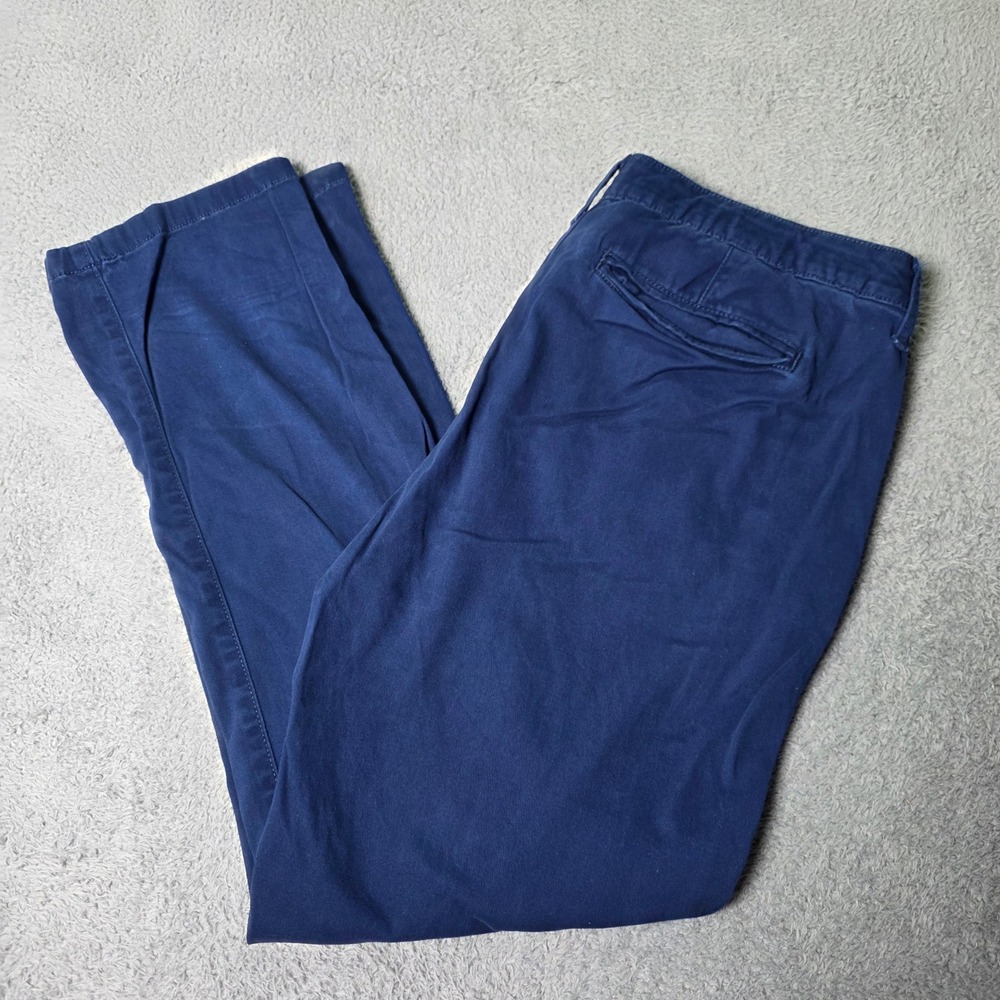St. John's Bay Womens 12 Girlfriend Chino Pants Navy Blue Cotton Straight Leg